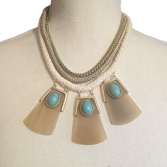 Chico's Jewelry - Chico's Statement Necklace Lucite Pendant Rope Chain Boho Tribal Jewelry Fashion